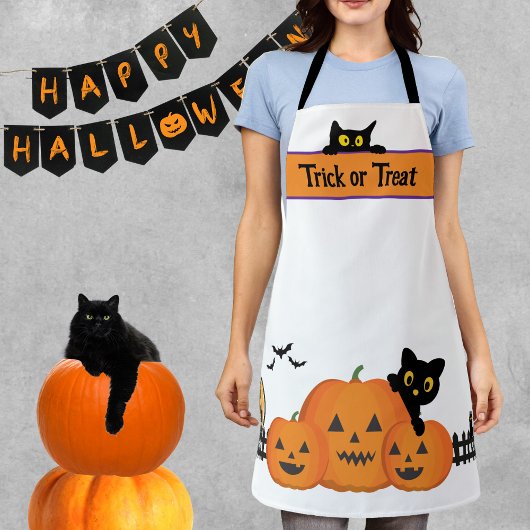 Halloween Black Cats & Orange Pumpkin Schürze