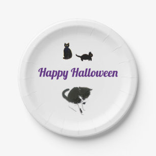Halloween Black Cats Pappteller