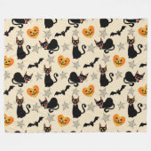 Halloween Black Cats, Pumpkins, Fledermäuse und We Fleecedecke (Vorderseite (Horizontal))