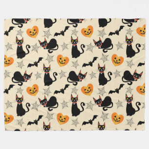 Halloween Black Cats, Pumpkins, Fledermäuse und We Fleecedecke