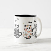 Halloween Black Cats Spooky Niedlich Funny Zweifarbige Tasse (VorderseiteRechts)