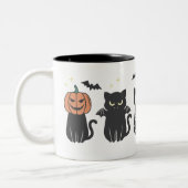Halloween Black Cats Spooky Niedlich Funny Zweifarbige Tasse (Links)