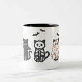 Halloween Black Cats Spooky Niedlich Funny Zweifarbige Tasse (Mittel)