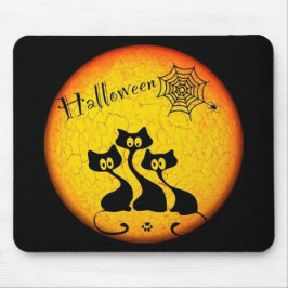 Halloween Black Cats und Spiegellerie Mousepad