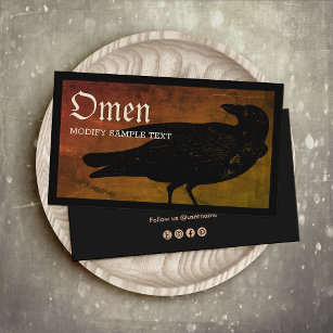 Halloween Black Crow Business Card Visitenkarte