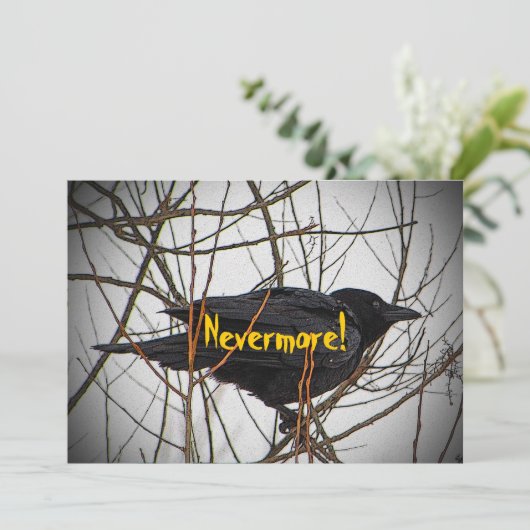 Halloween Black Crow Einladung (Stehend Vorderseite)