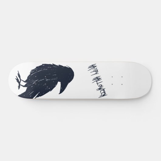 Halloween Black Crow Silhouette Skateboard Deck (Horizontal)