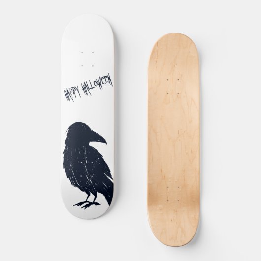 Halloween Black Crow Silhouette Skateboard Deck (Vorderseite)