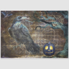 Halloween Black Crow und Pumpkin Beängstigend Seidenpapier