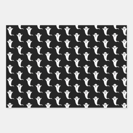 Halloween Black Ghost Pattern Wrapping Paper Geschenkpapier Set (Vorderseite 3)