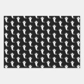 Halloween Black Ghost Pattern Wrapping Paper Geschenkpapier Set (Vorderseite 2)