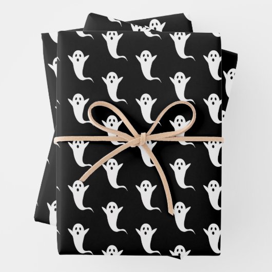 Halloween Black Ghost Pattern Wrapping Paper Geschenkpapier Set (Beispiel)