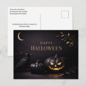 Halloween Black Gold Pumpkins Feiertagspostkarte (Vorne/Hinten)