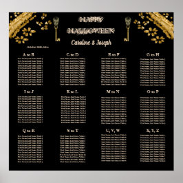 Halloween Black & Gold Skulls & Gold Seetabelle Poster