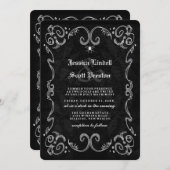 Halloween Black Gothic NAMES ON BACK Einladung (Vorne/Hinten)