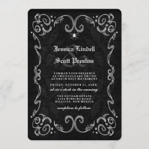 Halloween Black Gothic NAMES ON BACK Einladung
