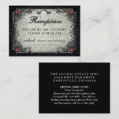 Halloween Black & Gray Rote Rosen Hochzeitsempfang Begleitkarte (Vorne/Hinten)