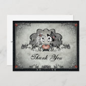 Halloween Black & Gray Skeletts Vielen Dank Postkarte (Vorne/Hinten)