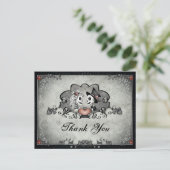 Halloween Black & Gray Skeletts Vielen Dank Postkarte (Stehend Vorderseite)