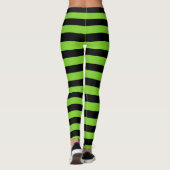Halloween Black & Green Horizontal Streifen Hexe Leggings (Rückseite)