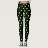 Halloween Black Green Polka Dots Pattern Kostüm Leggings (Vorderseite)