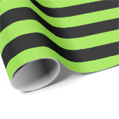 Halloween Black Green Stripes Geburtstagsbenutzerd Geschenkpapier (Rolleneckpunkt)