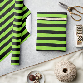 Halloween Black Green Stripes Geburtstagsbenutzerd Geschenkpapier