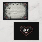 Halloween Black & Grey Rote Rosen Platzkarten (Vorne/Hinten)