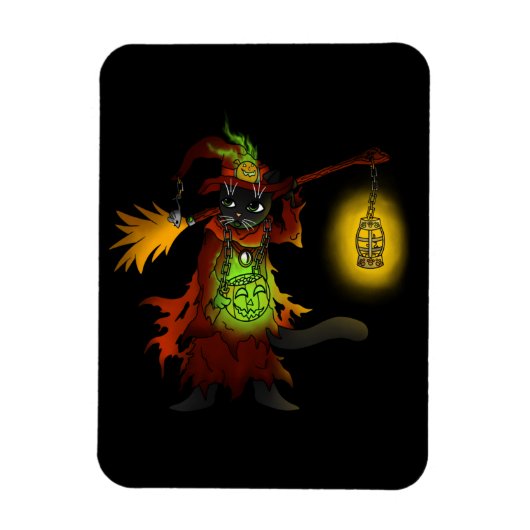 Halloween Black Hexe Cat Magnet (Vertikal)