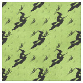 Halloween Black Hexe Silhouette Pattern Green Stoff (Nahaufnahme)