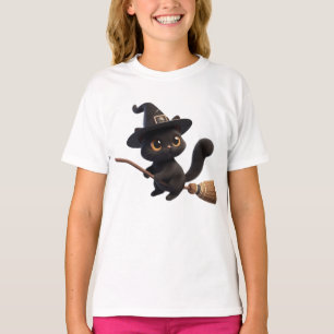 Halloween Black Hexenkatze Riding Broomstick T-Shirt