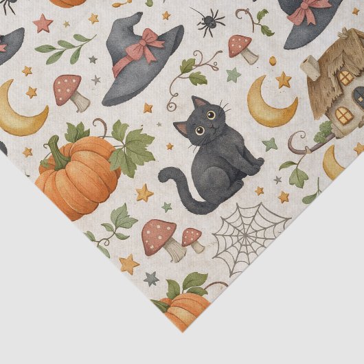 Halloween Black Kitten Cottage Seidenpapier (Ausschnitt)