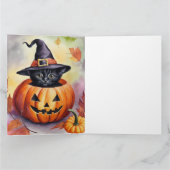 Halloween Black Kitten Hexenhut Pumpkin Karte (Innenseite)