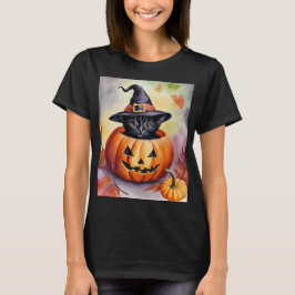 Halloween Black Kitten Hexenhutenküre T-Shirt