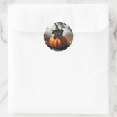 Halloween Black Kitten in Pumpkin Runder Aufkleber (Tasche)