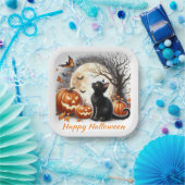 Halloween Black Kitten Kids Party Paper Plate Pappteller (Party)