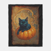 Halloween Black Kitten und Pumpkin Fleecedecke (Vorderseite)