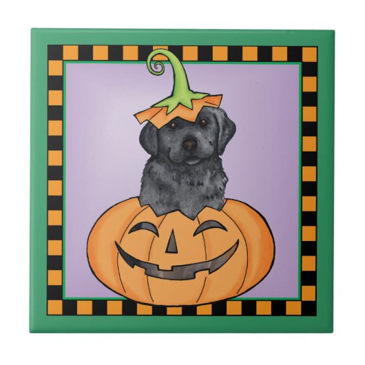Halloween Black Lab Fliese (Vorderseite)
