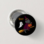 Halloween Black Labrador Cartoon 1 Button (Vorne & Hinten)