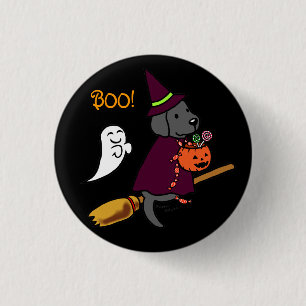 Halloween Black Labrador Cartoon 1 Button