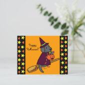 Halloween Black Labrador Cartoon 1 Postkarte (Stehend Vorderseite)