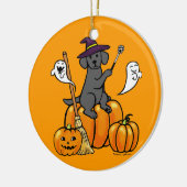 Halloween Black Labrador Cartoon 2 Keramikornament (Links)