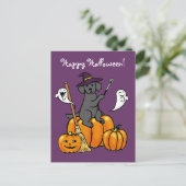 Halloween Black Labrador Cartoon 2 Postkarte (Stehend Vorderseite)