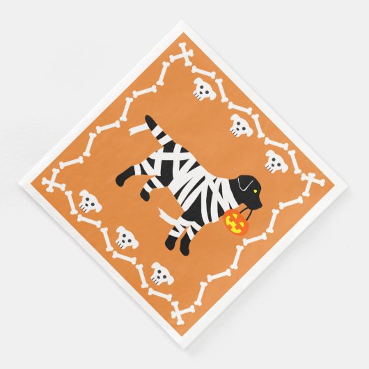 Halloween Black Labrador Mummy Serviette (Ecke)