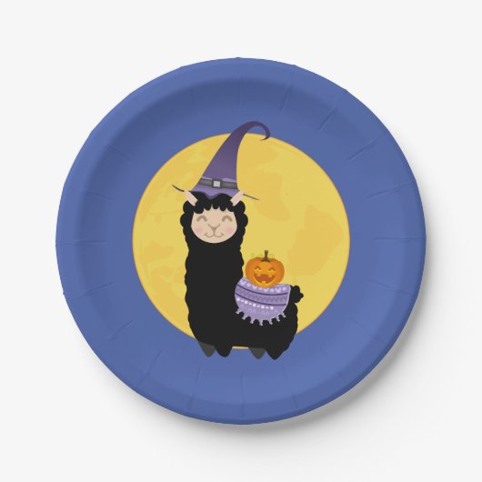 Halloween Black Llama Party Pappteller (Vorderseite)