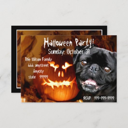 Halloween Black Mops Party Einladung (Vorne/Hinten)