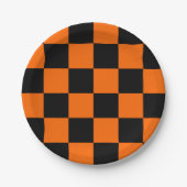 Halloween Black Orange Checkered Pappteller (Vorderseite)