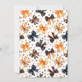 Halloween Black Orange Coquette Bow Babydusche Einladung (Rückseite)