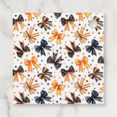 Halloween Black Orange Coquette Bow Babydusche Geschenkanhänger (Rückseite)