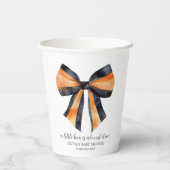 Halloween Black Orange Coquette Bow Babydusche Pappbecher (Rückseite)